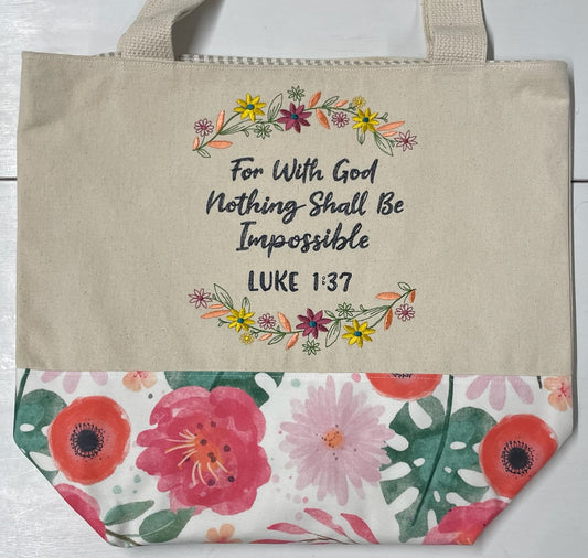 With God Nothing is Impossible Handmade Tote Bag