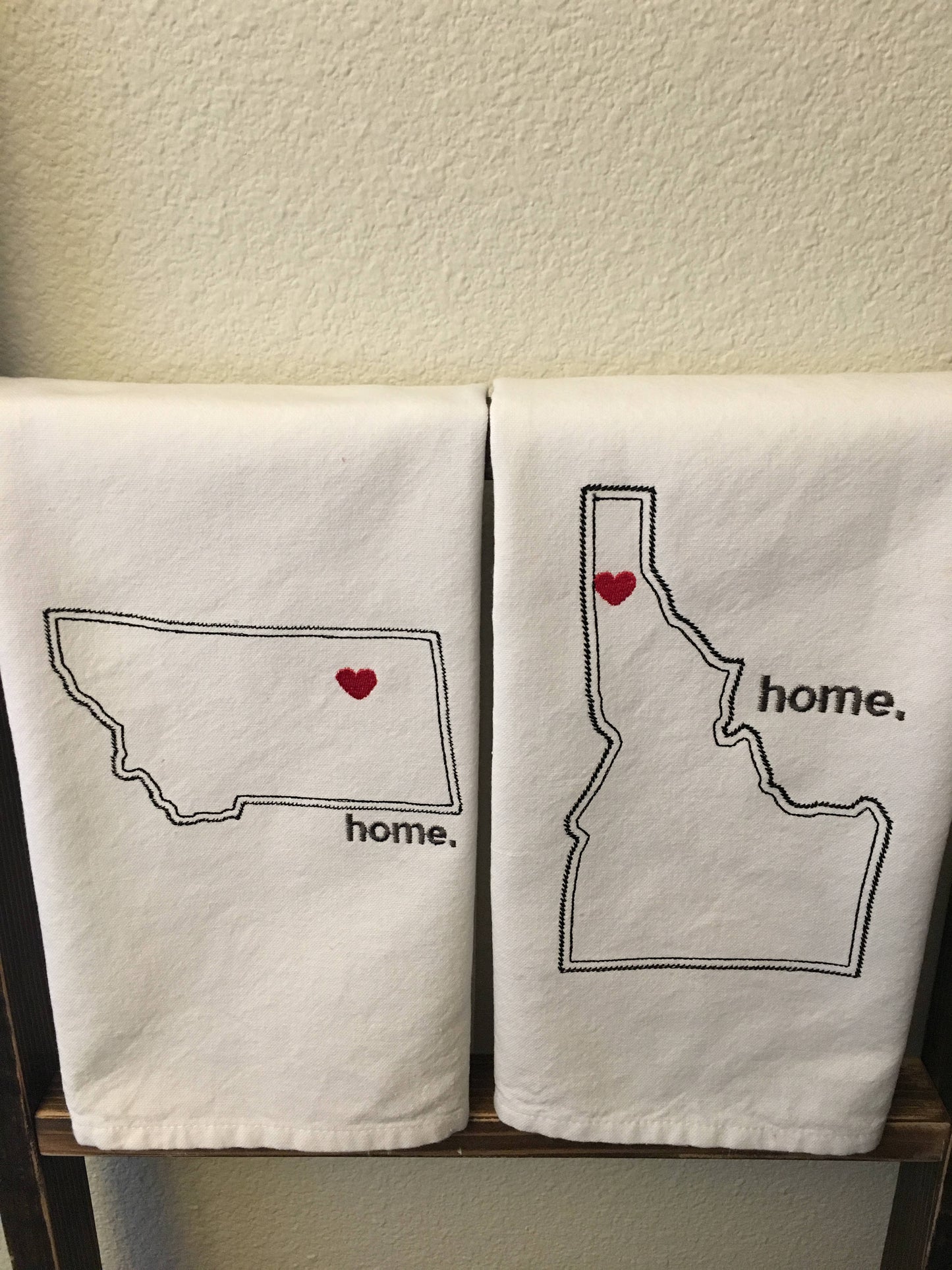 50 States Embroidered  Tea Towel